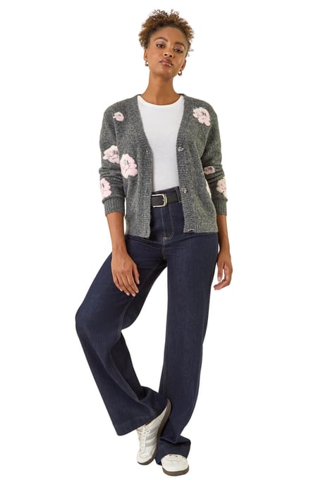 Embossed Floral Knit Cardigan - Image 2