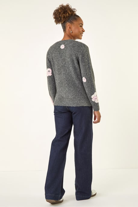 Embossed Floral Knit Cardigan - Image 4