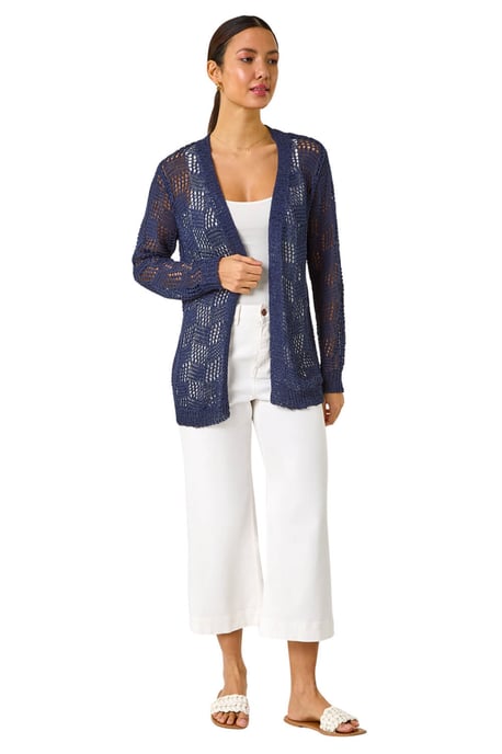 Tape Knit Cotton Blend Cardigan - Image 2