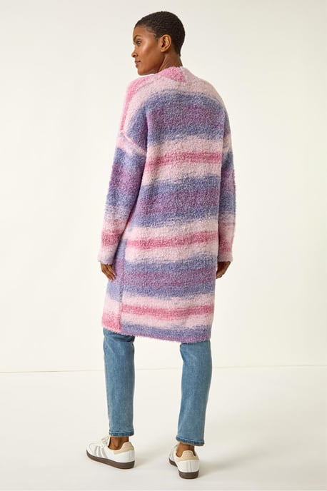Fluffy Stripe Longline Cardigan - Image 4