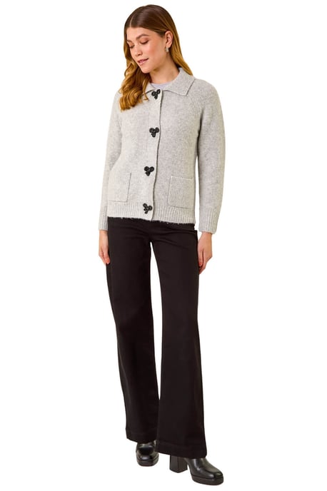 Bow Buttoned Collared Cardigan - Image 2