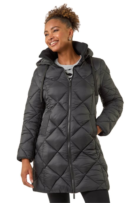 Diamond Quilt Padded Coat - Image 1