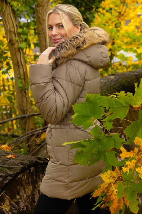 Faux Fur Padded Belt Coat - Image 3