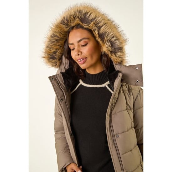 Faux Fur Padded Belt Coat - Image 4
