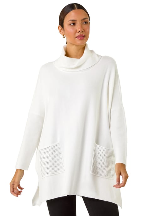 Sparkle Pocket Detail Poncho Jumper - Image 1