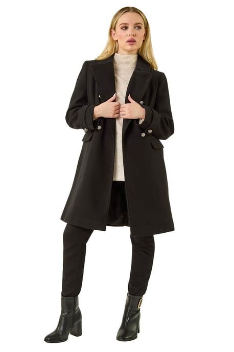 Petite Double Breasted Military Coat - Image 2