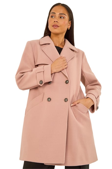 Petite Double Breasted Collared Peacoat - Image 1