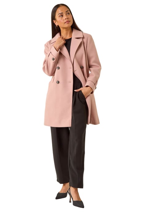 Petite Double Breasted Collared Peacoat - Image 2
