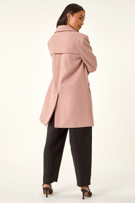 Petite Double Breasted Collared Peacoat - Image 3