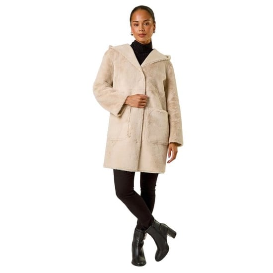 Petite Faux Sheepskin Hooded Coat - Image 2