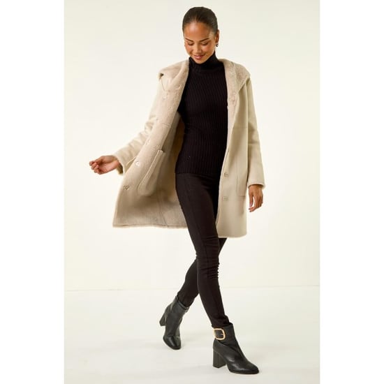 Petite Faux Sheepskin Hooded Coat - Image 4