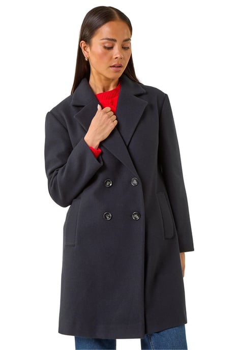 Petite Double Breasted Revere Collar Coat - Image 1