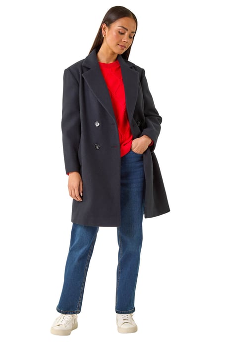 Petite Double Breasted Revere Collar Coat - Image 2