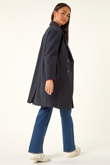 Petite Double Breasted Revere Collar Coat - Image 4