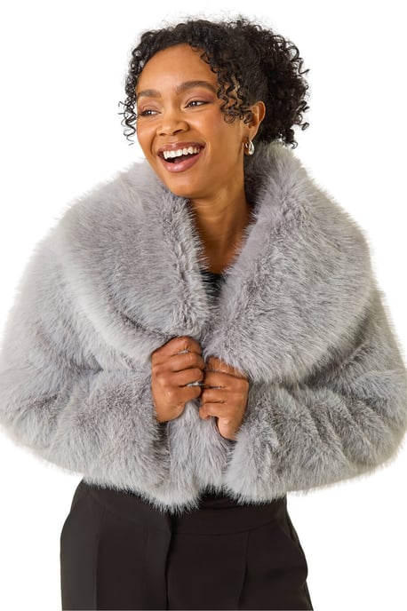 Petite Cropped Fur Coat - Image 1