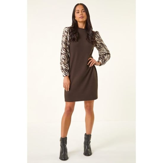 Petite Contrast Frill Stretch Dress - Image 3