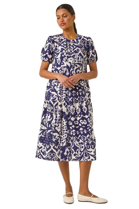 Abstract Print Midi Shirt Dress - Image 2