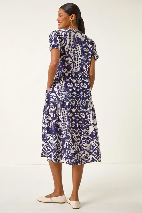 Abstract Print Midi Shirt Dress - Image 3
