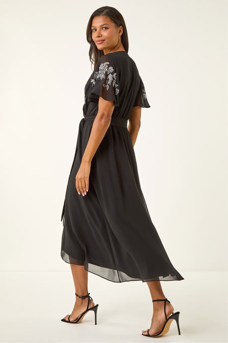 Premium Beaded Wrap Midi Dress - Image 4