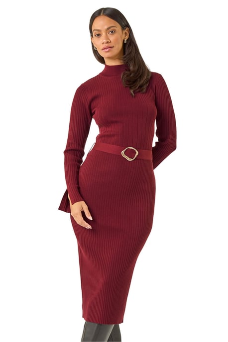 Knitted Buckle Midi Dress - Image 1