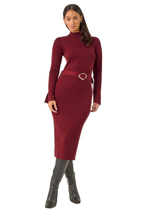 Knitted Buckle Midi Dress - Image 2