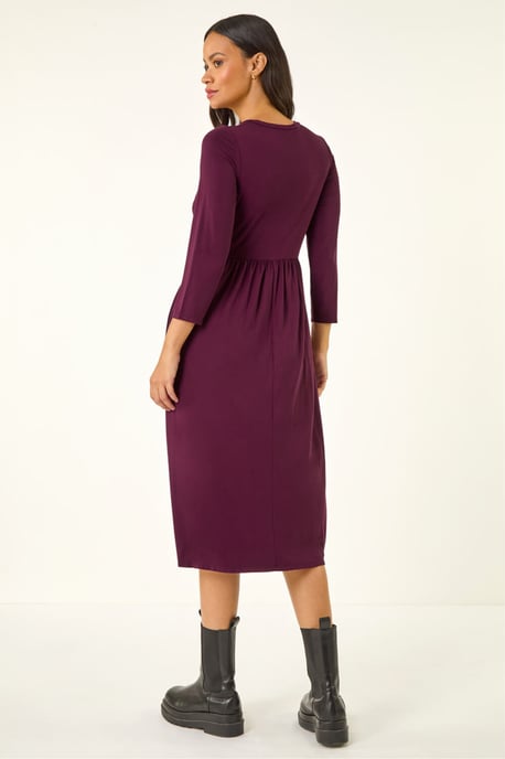 Gathered Pocket Stretch Midi Dress - Image 4