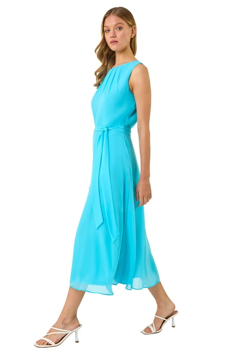 Chiffon Pleated Neck Midi Dress - Image 2