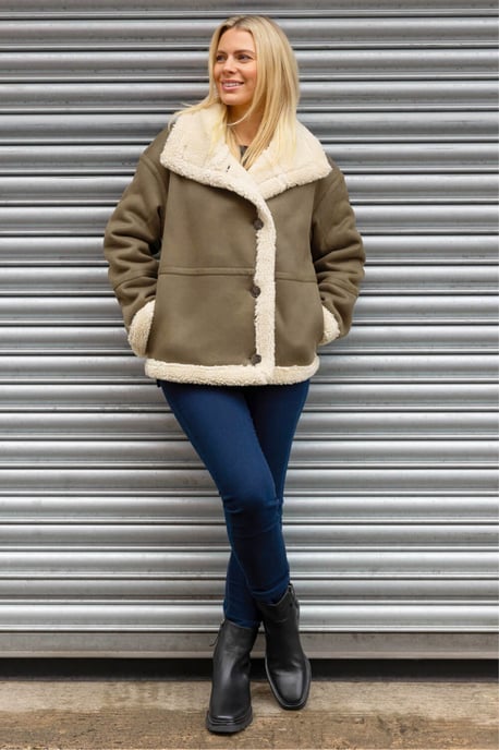 Borg Collar Aviator Jacket - Image 2