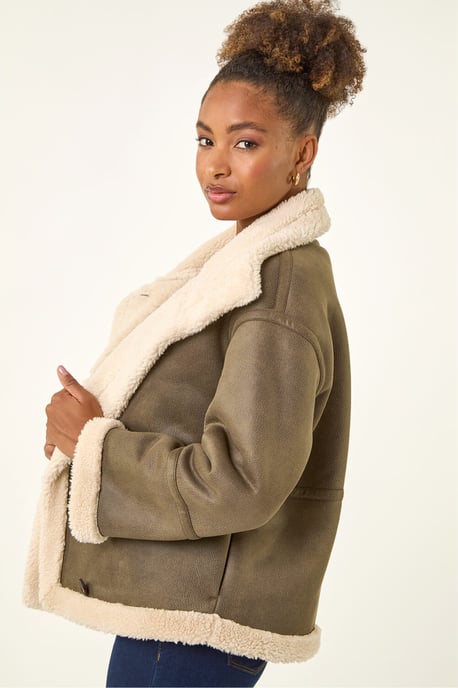 Borg Collar Aviator Jacket - Image 4