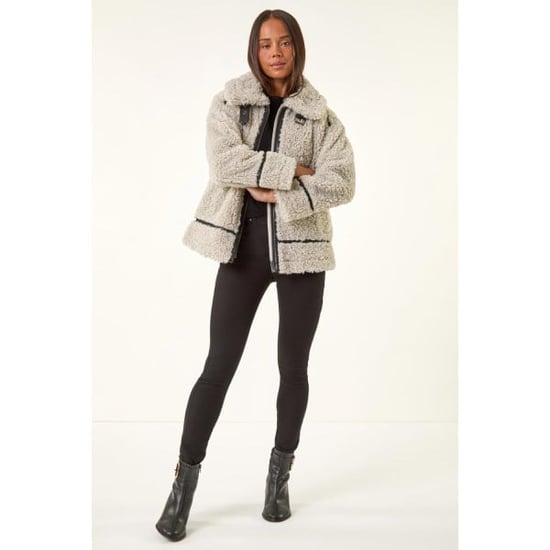 Petite Borg Contrast Aviator Coat - Image 2
