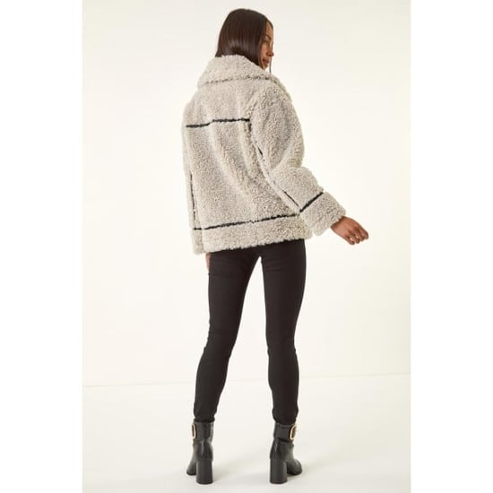 Petite Borg Contrast Aviator Coat - Image 3