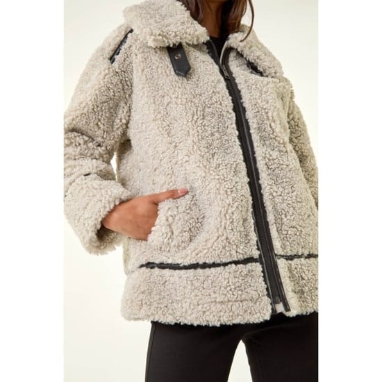 Petite Borg Contrast Aviator Coat - Image 4