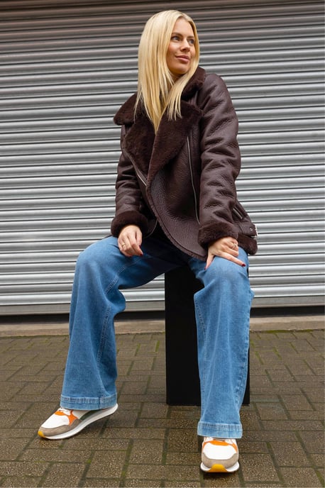 Faux Fur Aviator Jacket - Image 3