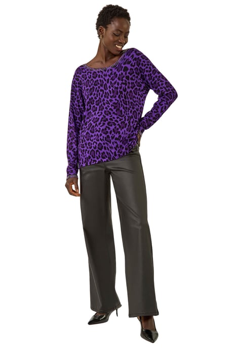 Animal Print Embellished Trim Jumper - Image 2