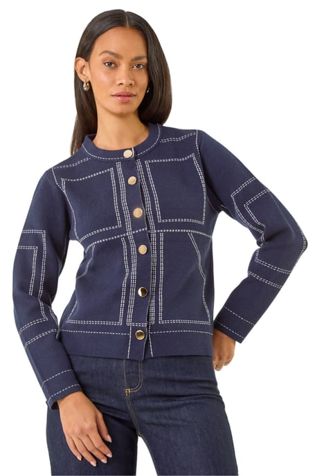 Contrast Stitch Knitted Jacket - Image 1