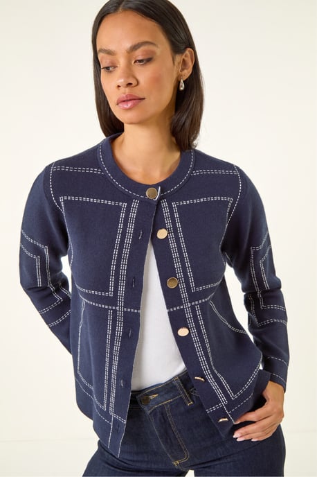 Contrast Stitch Knitted Jacket - Image 3