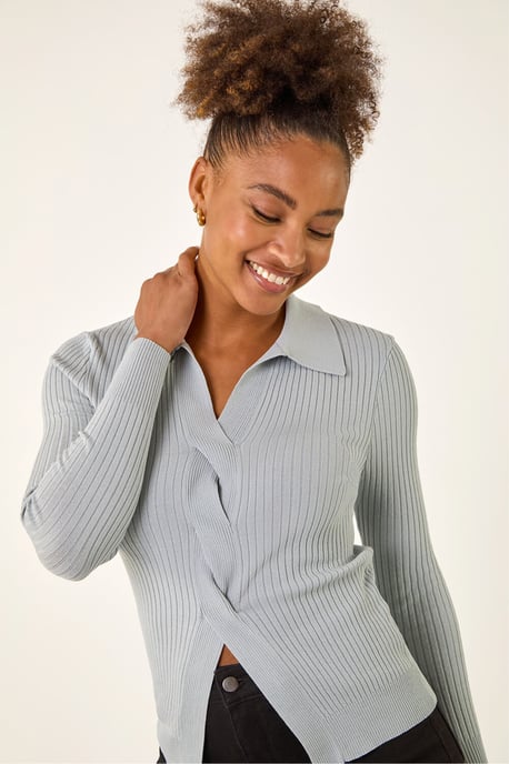 Collar Ribbed Cable Knit Jumper - Image 3