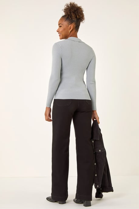 Collar Ribbed Cable Knit Jumper - Image 4