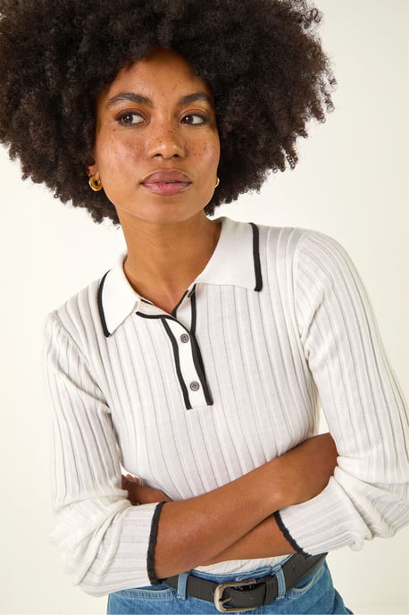 Textured Colour Block Knit Jumper - Image 3