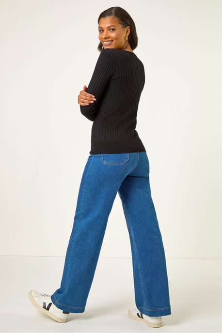 V-Neck Ribbed Knit Jumper - Image 4