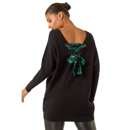 Animal Print Eyelet Back Knit Jumper - Image 1
