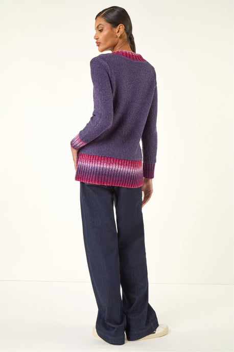 V-Neck Ombre Trim Knit Jumper - Image 3