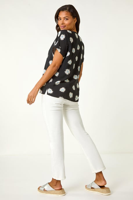 Daisy Print Pleat Front Top - Image 4