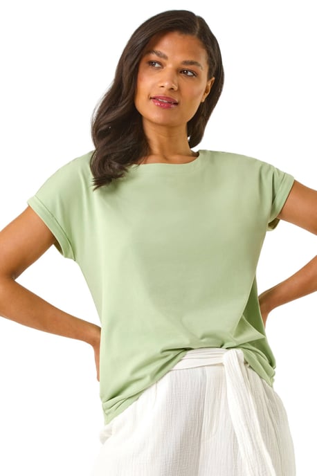 Plain Stretch Cotton Jersey T-Shirt - Image 1