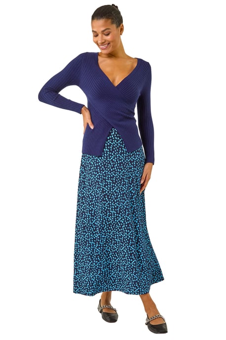 Floral Print Stretch Midi Skirt - Image 2