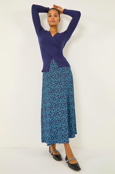 Floral Print Stretch Midi Skirt - Image 3