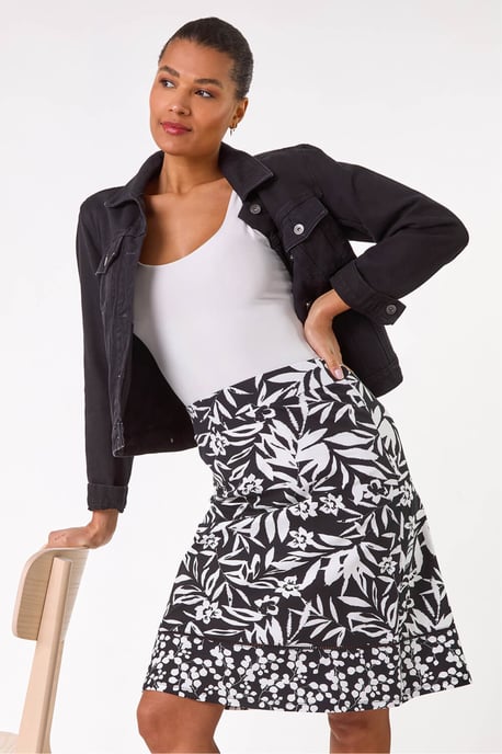 A-Line Palm Mono Print Skirt - Image 3