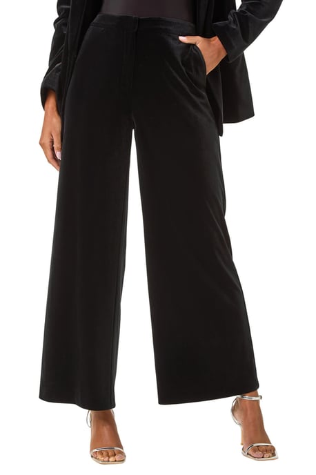 Velvet Wide Leg Pocket Stretch Trouser - Image 1