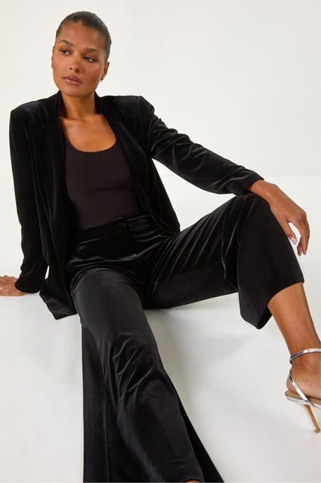 Velvet Wide Leg Pocket Stretch Trouser - Image 3