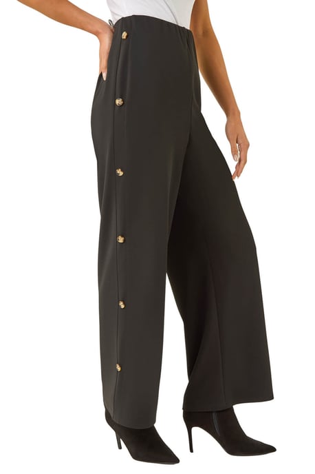 Petite Button Detail Stretch Trouser - Image 1